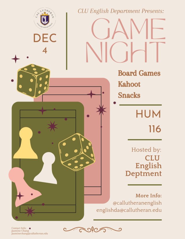 English Department's Game Night & Mixer