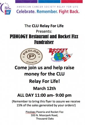Relay For Life Fundraiser at Pieology and Rocket Fizz