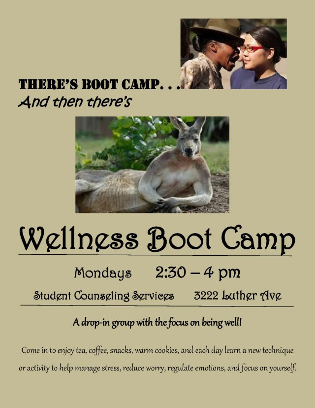 Wellness Boot Camp Mondays 2:30-4pm