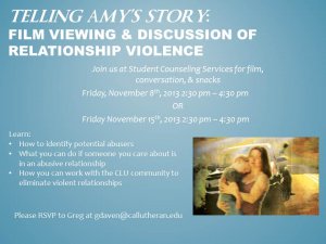 Telling Amy's Story: Film Viewing and Discussion about Relationship Violence
