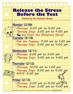 Release the Stess Before the Test! 11:00 am to 1:00 pm