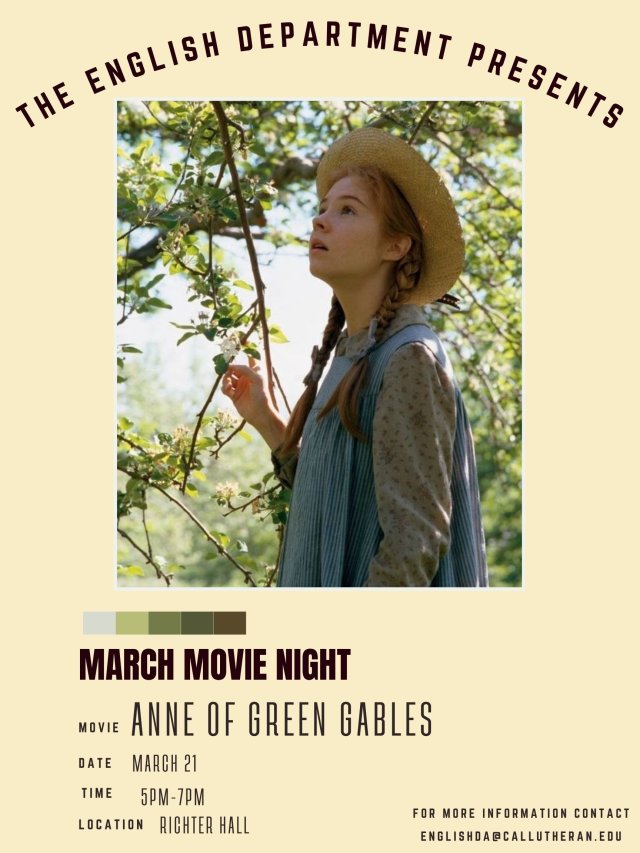 English Department Movie Night- Anne of Green Gables