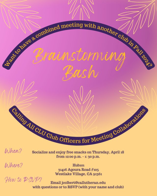 Brainstorming Bash: Calling All CLU Club Officers for Meeting Collaborations
