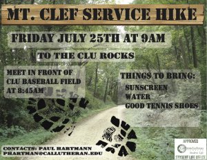 CLU Service Hike: LOCATION CHANGE NOW AT CLU