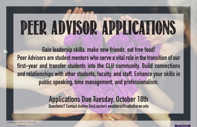 Peer Advisor Applications