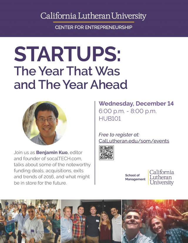 Entrepreneurship Speaker Series: STARTUPS: The Year That Was and The Year Ahead
