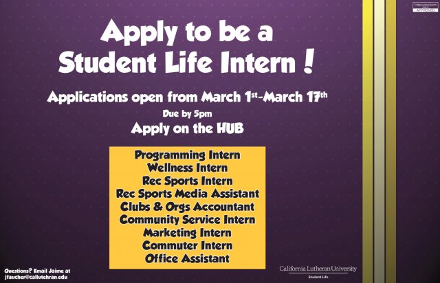 Student Life Intern Applications Open Now!