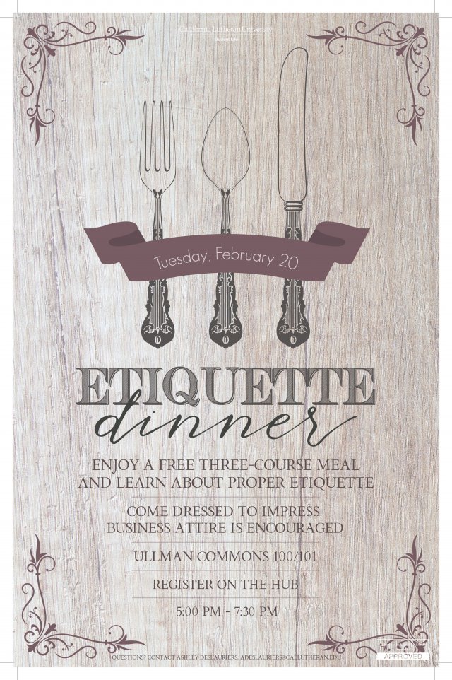 etiquette dinner flyer