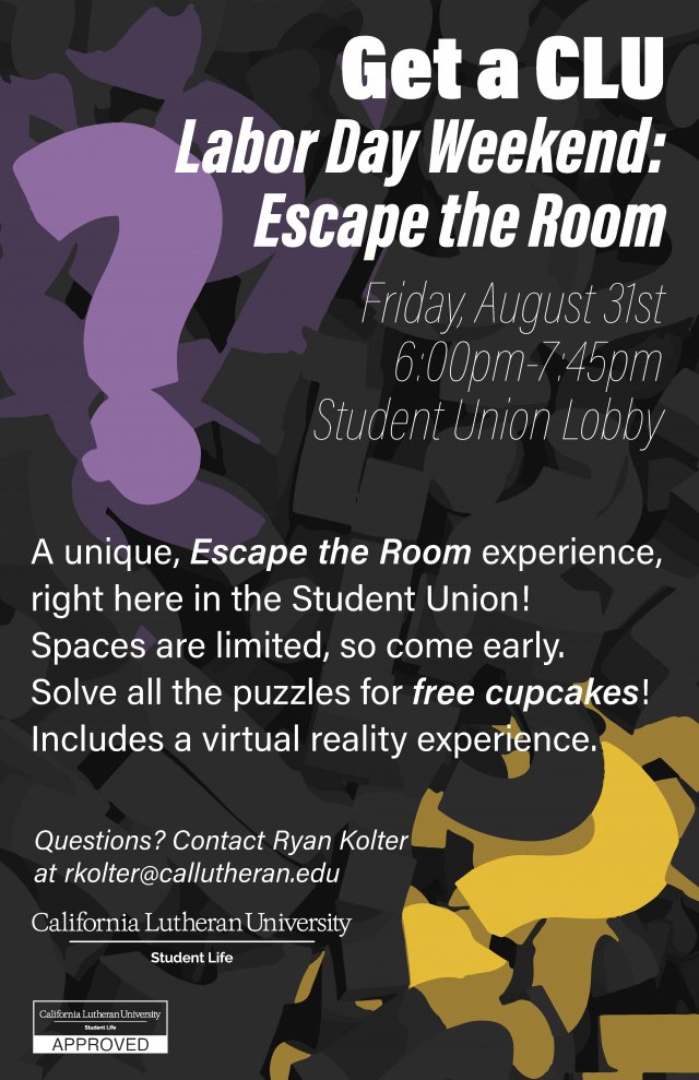 Labor Day Weekend "Get a CLU" Escape Room