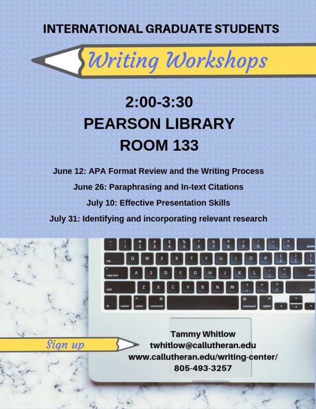 The Writing Center Presents:  International Student Writing Workshops