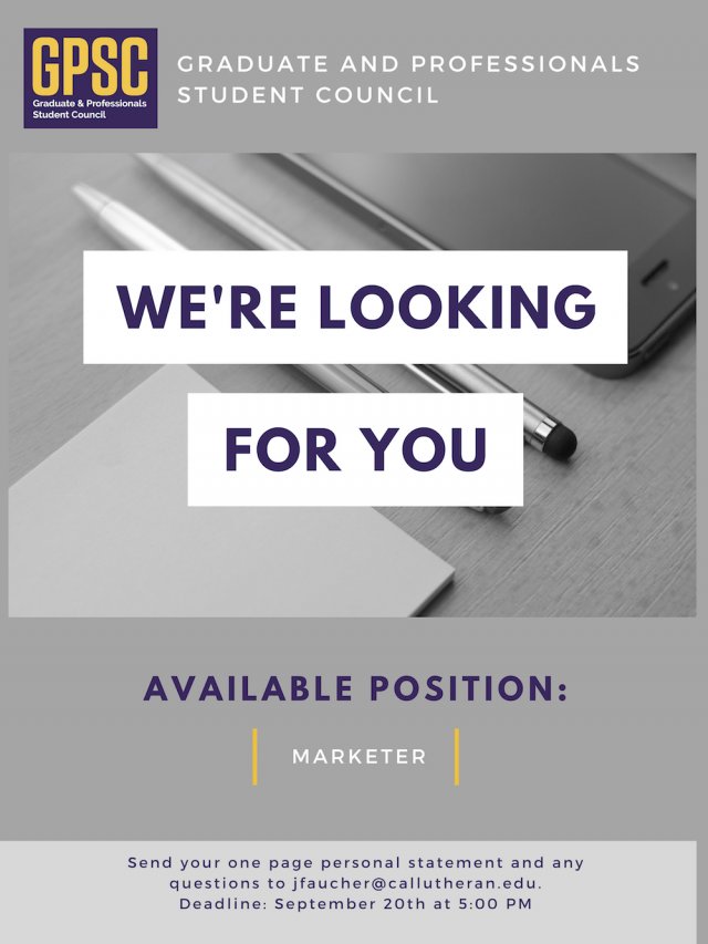 GPSC Open Position: Marketer
