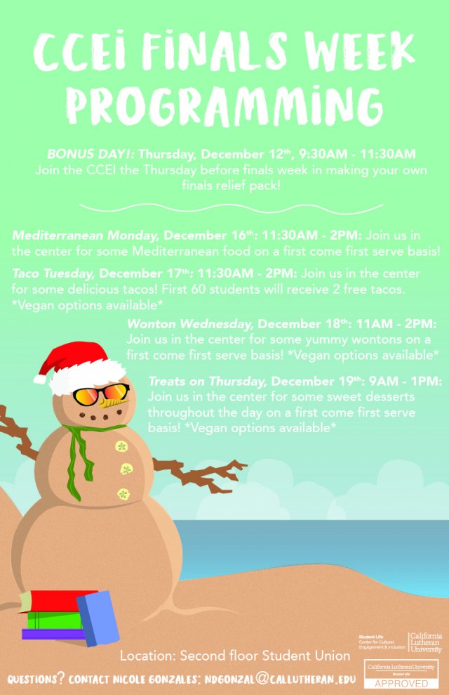 CCEI Pre-finals week program: Make a Finals Relief Pack!