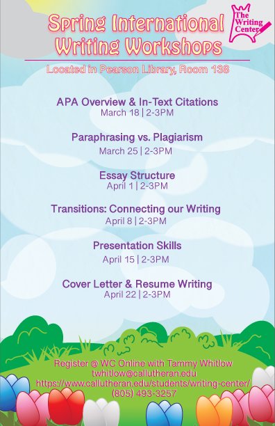 International Writing Workshops - APA Overview & In-text Citations