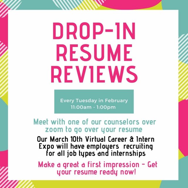 February Drop-In Resume Hours