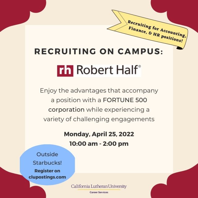 On-Campus Table Robert Half (Accounting/Finance)