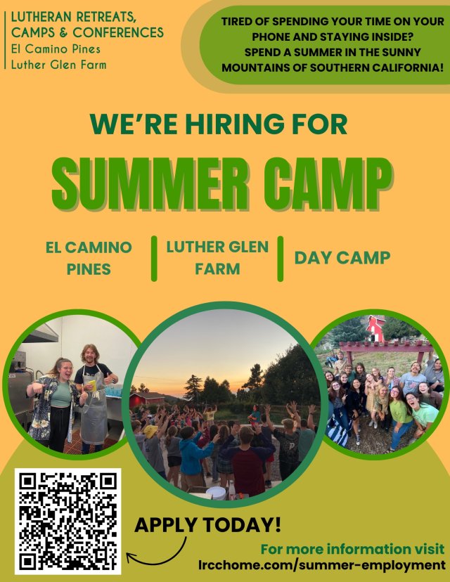 Lutheran Retreats Camps & Conferences Employer Recruitment Table 4/24/2025