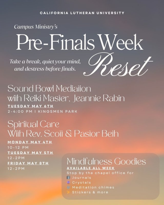 Campus Ministry Pre-Finals Wellness Event