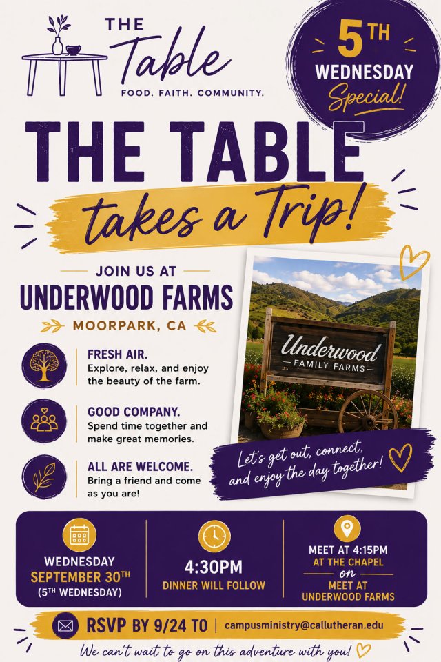 The Table: 5th Wednesday - The Table takes a trip... to Underwood Farms