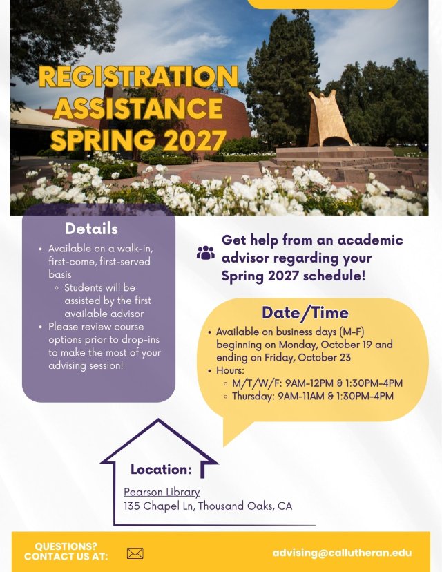 Registration Assistance: Spring 2027 Schedule
