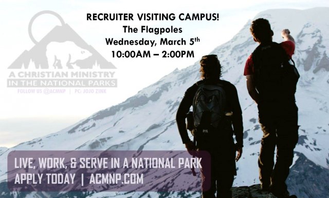 On campus recruiting: A Christian Ministry in the National Parks